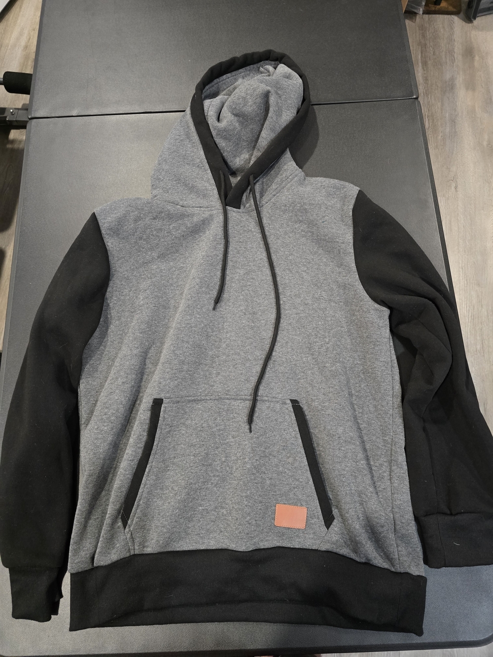 Men's Two-Tone Gray and Black Pullover Hoodie